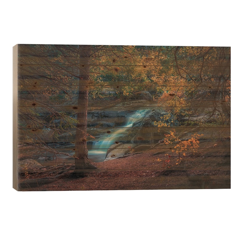Disappointment Falls In Autumn Print On Wood by Christopher Thomas - Multi-Color - 26x40x1.5