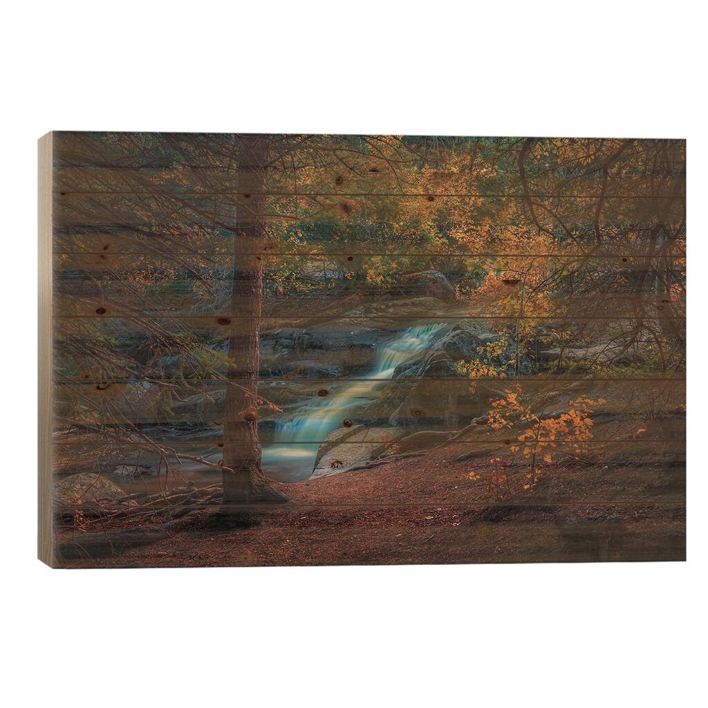 Disappointment Falls In Autumn Print On Wood by Christopher Thomas - Multi-Color