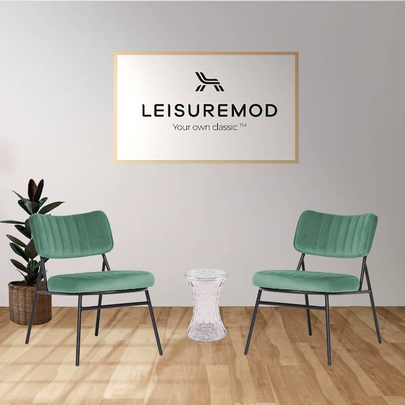 Marilane Modern Set of 2 Velvet Upholstered Accent Chairs with Sturdy Metal Legs for Home Office and Lounge Living Room
