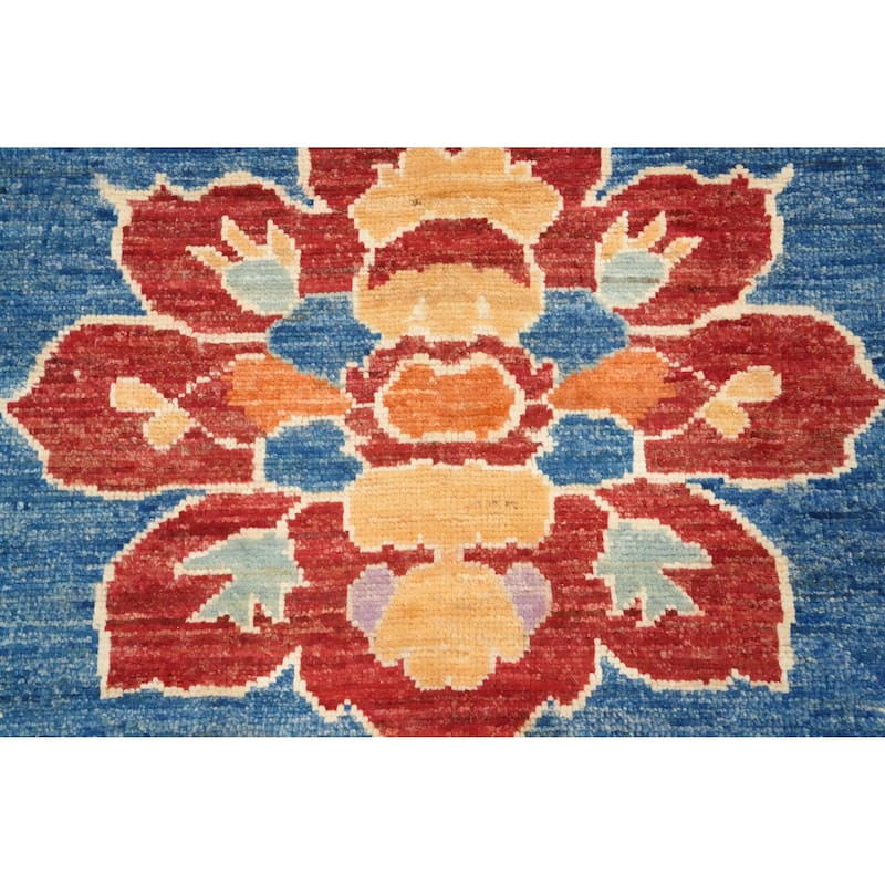Hand Knotted Oriental 100% Wool Carpet Transitional Floral Navy Blue & Blues Oushak Area Rug - 7' 11'' X 8' 0''