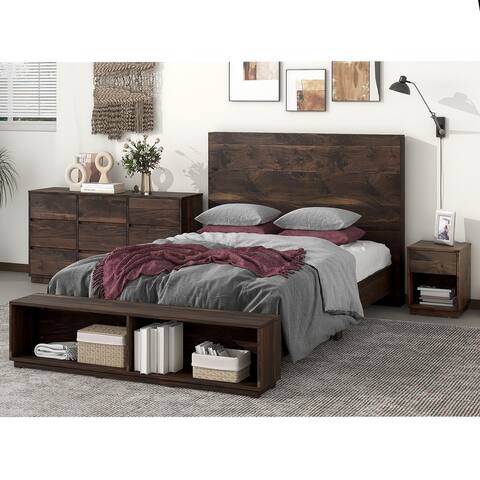 3 Pieces Bedroom Sets with Bed, Nightstand and 9-Drawer Dresser