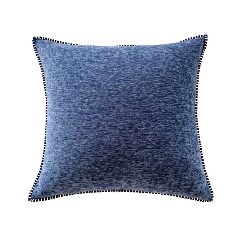Textured Throw Pillow with Stitched Contrast Edge Set of 2 - Light Blue