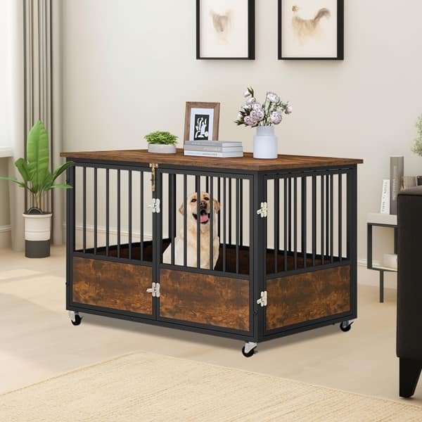 slide 2 of 9, Moasis Industrial Heavy Duty Dog Crate Kennel with 2 Doors