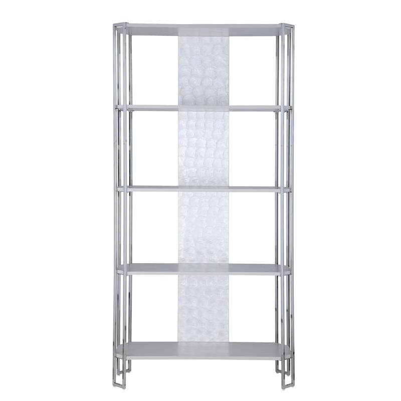 Somette Contemporary Gray Bookshelf with Polished Steel Frame
