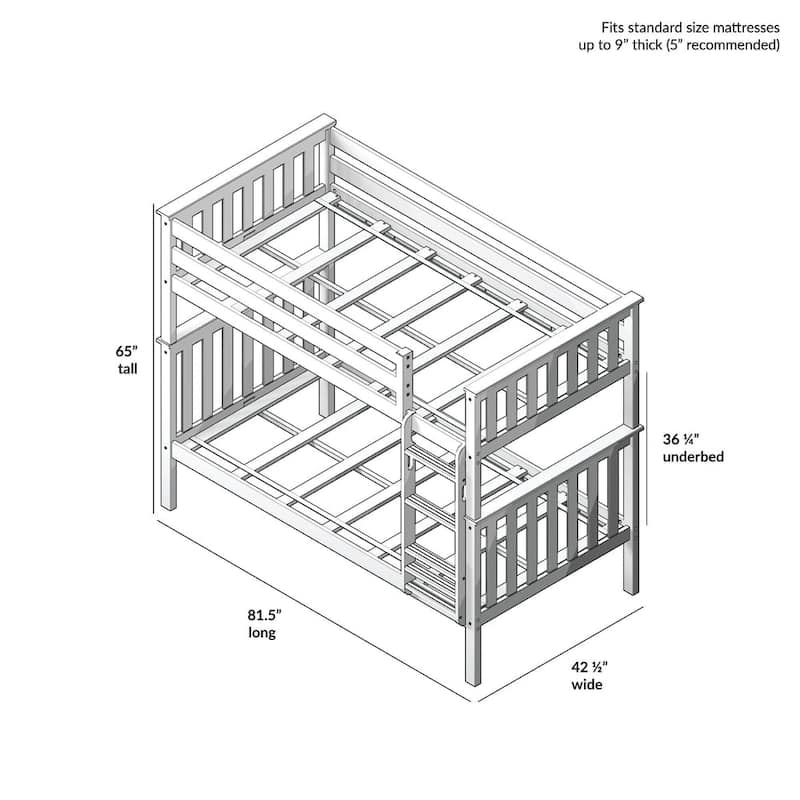 Max and Lily Twin over Twin Solid Wood Bunk Bed