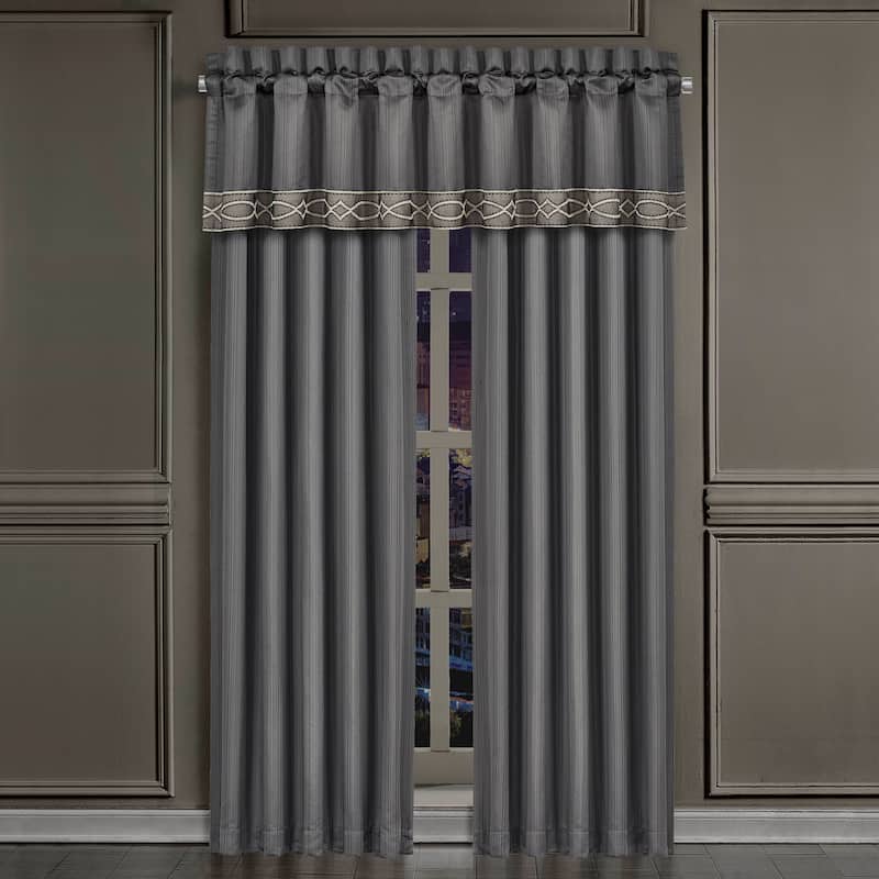 J. Queen New York Deco Charcoal 84" Window Panel Pair - 84 Inches - Charcoal
