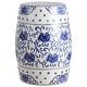 preview thumbnail 1 of 5, Lotus Flower 17.8" Chinoiserie Ceramic Drum Garden Stool, Blue/White Ceramic - Blue
