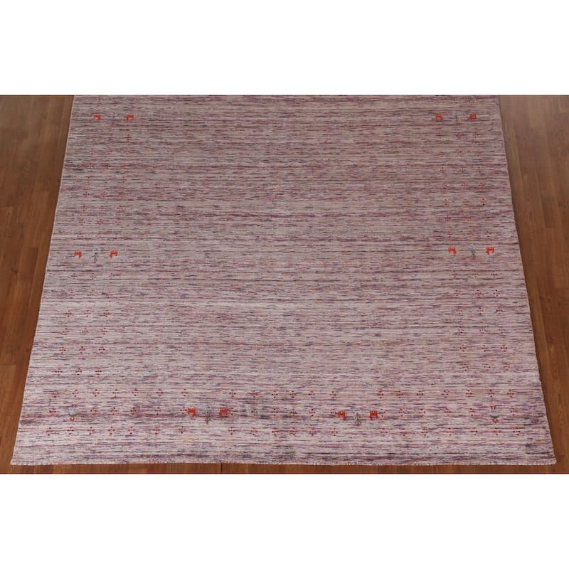 Striped Gabbeh Indian Area Rug Handmade Wool Carpet - 7'11"x 9'11"