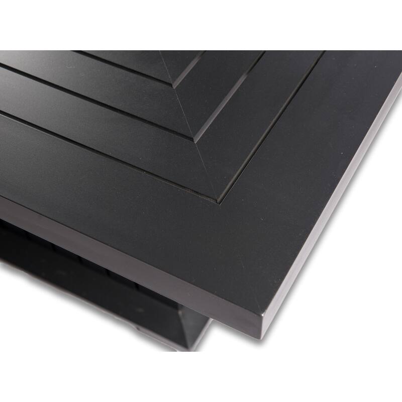 EV Fires 43" Aluminum Fire Pit Table - Black with Black Clips and Wind Guard - 31"H x 43"W x 43"D