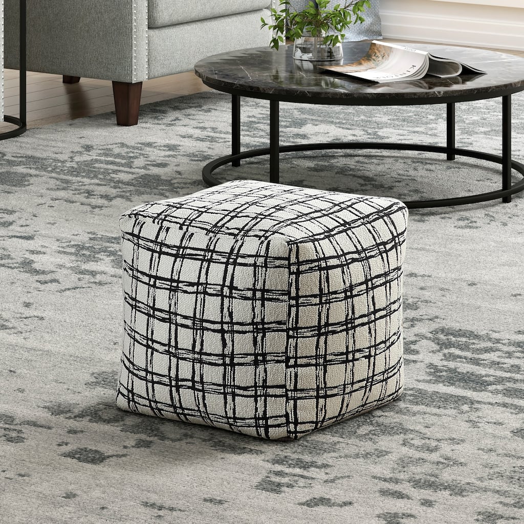 Modern Pouf Fabric Upholstered Ottoman, Non-Slip Floor Pouf, Bean Bag Chair, 1pc Sitting Pouf