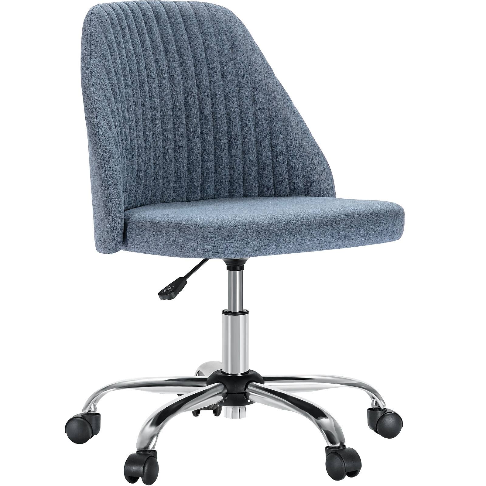 Armless Home Office Desk Chair with Wheels Adjustable Swivel Task