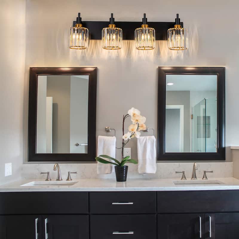 3/4/5-Light Modern Glam Dimmable Cylinder Crystal Wall Light Bathroom Vanity Light