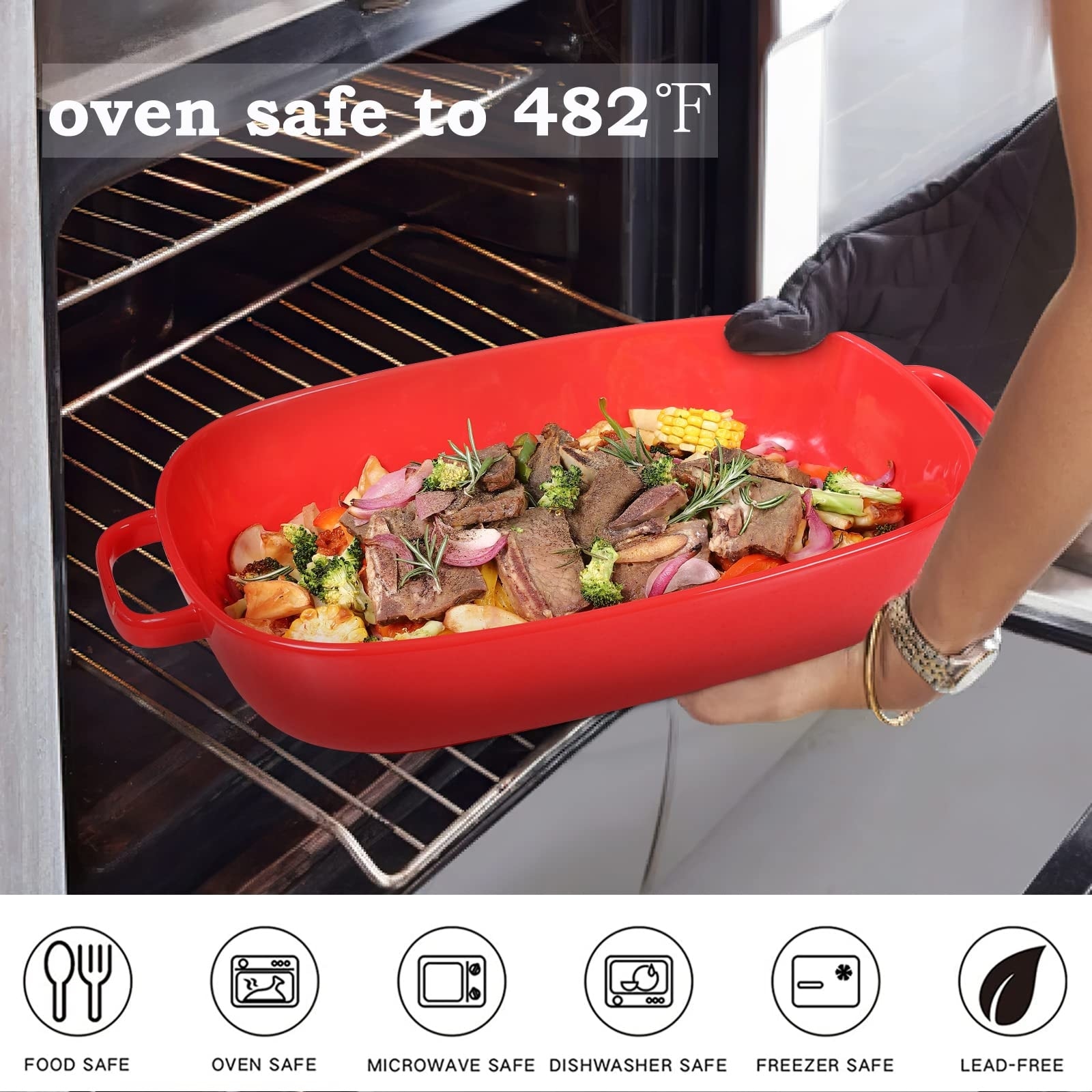 6 Quart Large Rectangular Baking Dish 16x11 Inches Ceramic Baking Pan Casserole Dish for Cooking Kitchen and Daily Use