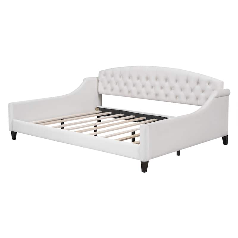 Full Size Tufted Daybed - Modern Luxury Button-Tufted Sleeper Sofa with Upholstered Frame