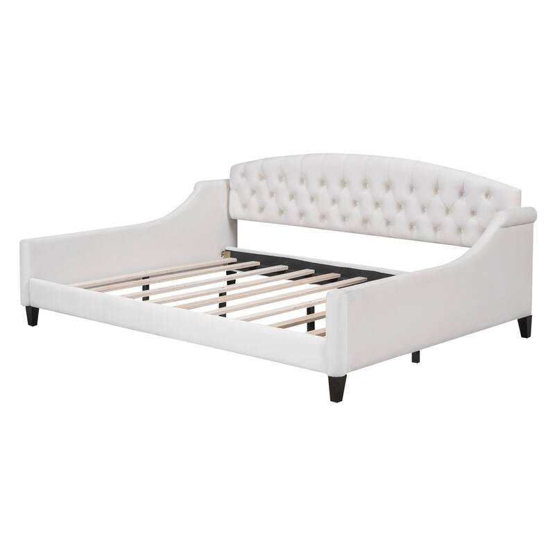 Luxury Full Size Velvet Daybed with Button Tufted Backrest
