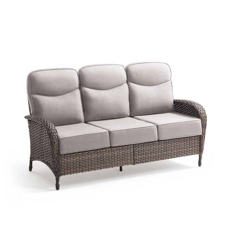 Pocassy Outdoor Sofa Swivel Chair and Ottman with Coffee Table