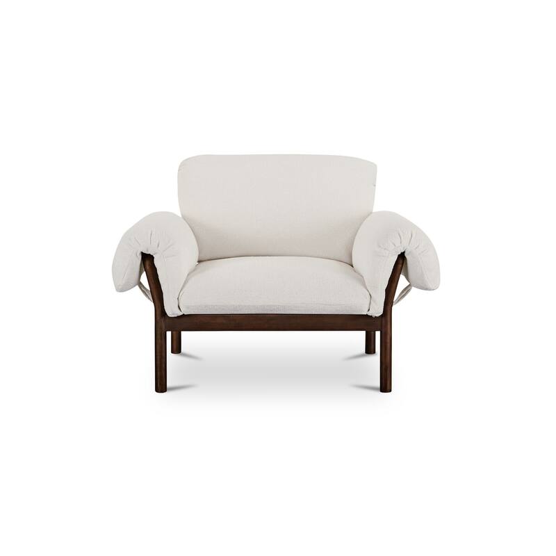 NADAAL STUDIOS Halden Lounge Chair, Spindle-Back Solid Ash Frame with Fold-Over Cushions, Ivory - Ivory