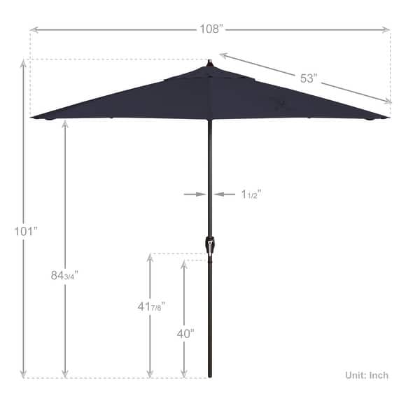 dimension image slide 21 of 29, North Bend 9-foot Round Auto-tilt, Bronze Finish, Sunbrella Patio Umbrella by Havenside Home