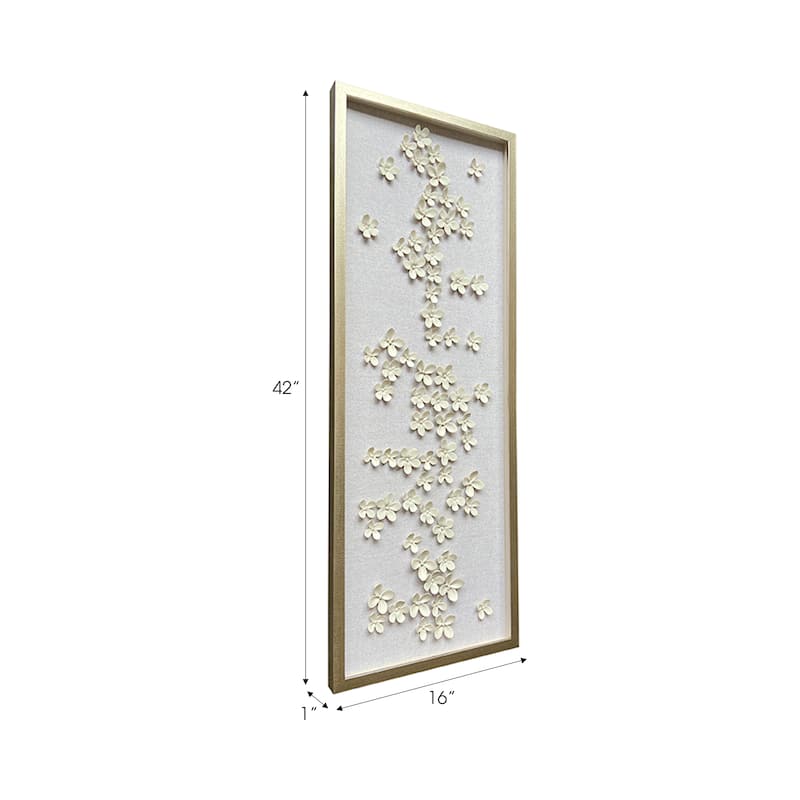 Canvas Wall Art Flower Shadowbox Casual Home Decor - 41" White