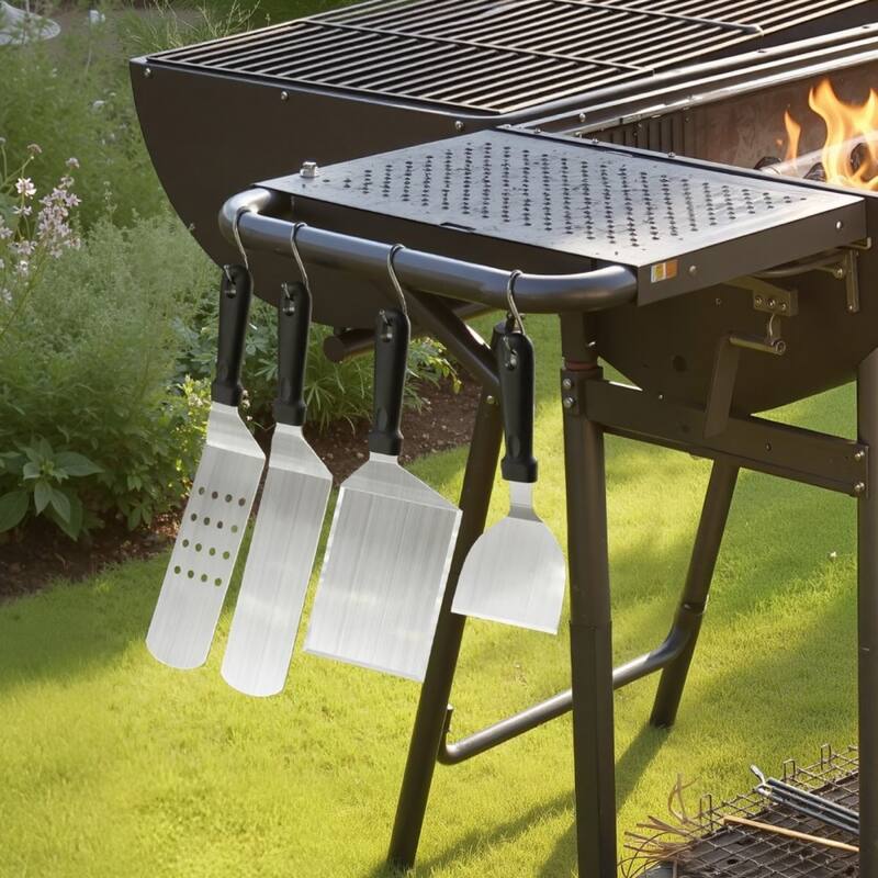 28-Piece BBQ Griddle Accessories Kit with Spatulas Meat Press Silicone Brushes and Hooks - 15.55” x 13.19” x 5.31”