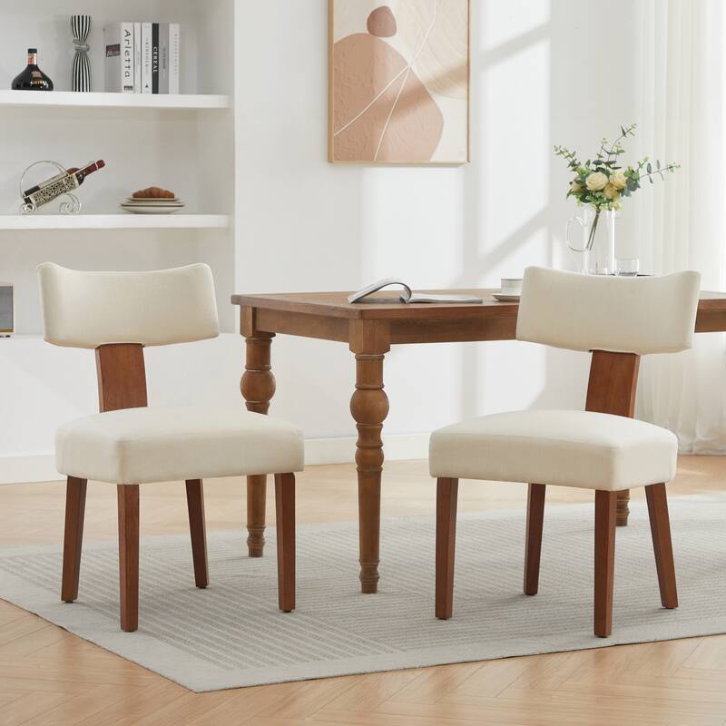 Set of 2 Fabric Modern Armless Dining Chairs