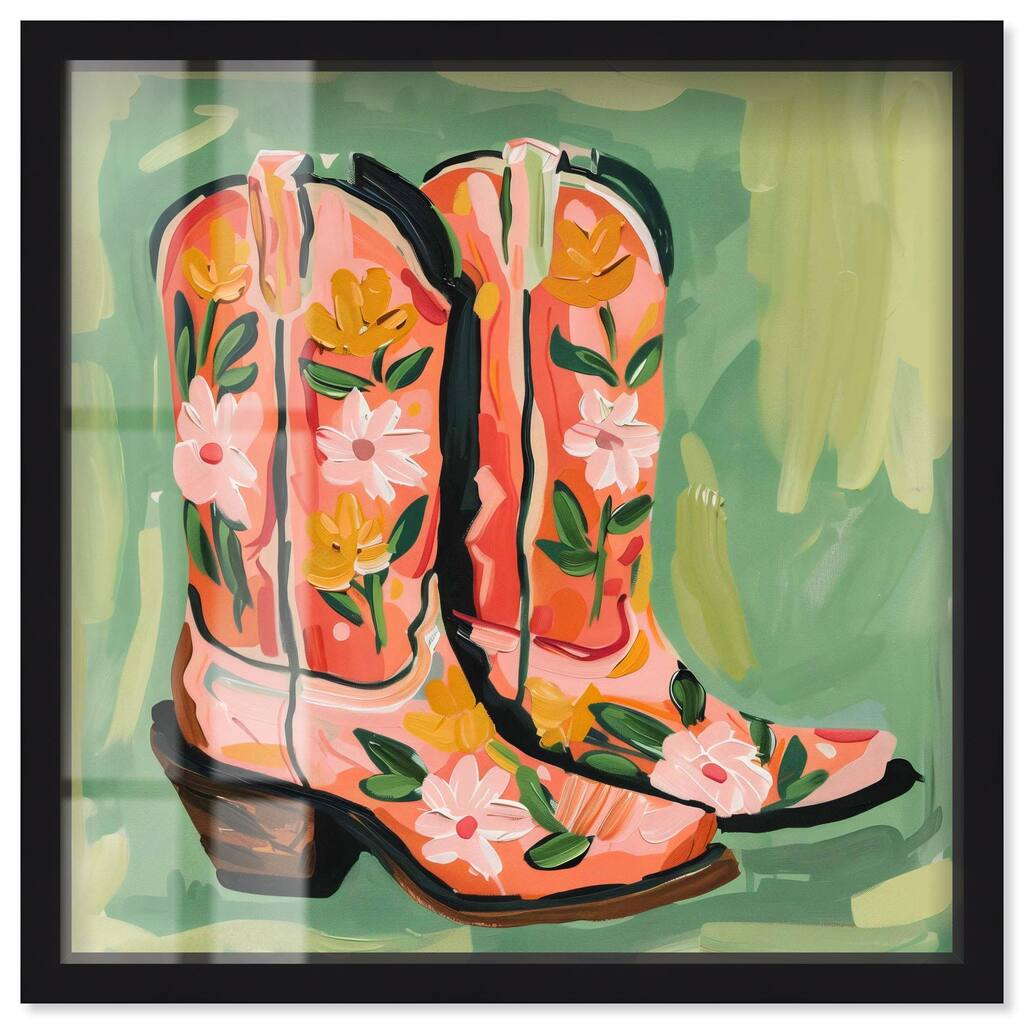 Wildflower Cowboy Boots Shadowbox by Art Remedy