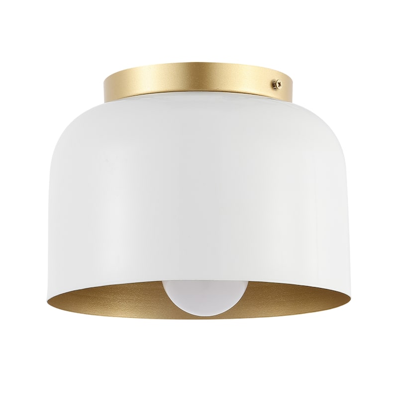 SAFAVIEH Lighting Malita Flush Mount - 8" W x 8" D x 6" H - White/Gold - 8Wx8Dx6H