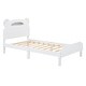 preview thumbnail 5 of 7, Twin Size Wood Platform Bed with Bear-Shaped Headboard, Motion Activated Night Lights, and Storage Space
