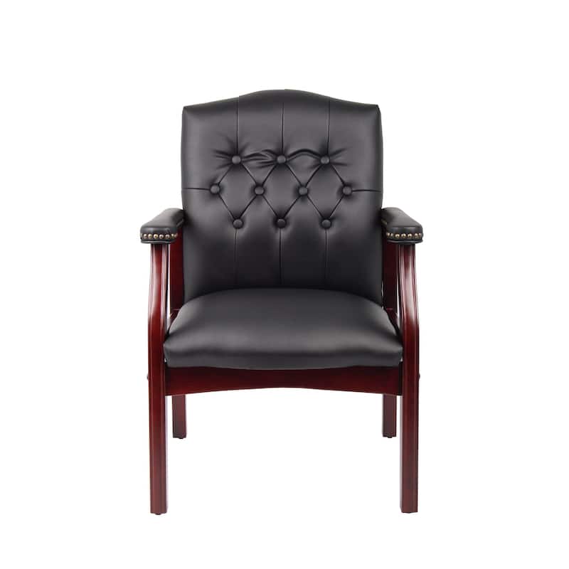 Black Leather Arm Chairs Side Chair with Nailhead