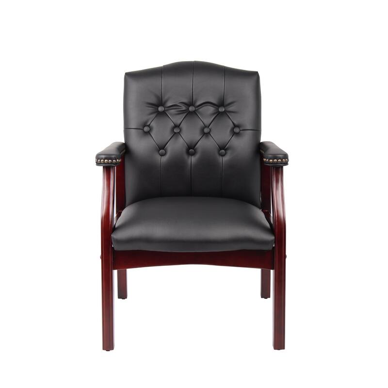 Modern Genuine Leather Office Chair Guest Chair, Ergonomic Mid-Back Office Executive Side Chair, for Meeting Rooms