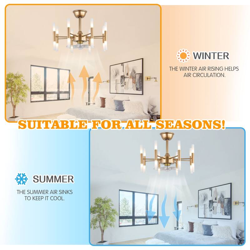 Oaks Aura Farrel 23 in.Indoor French Gold Luxury Ceiling Fan with Lights, 6-Speed Reversible Quiet DC Motor Ceiling Fan w/Remote