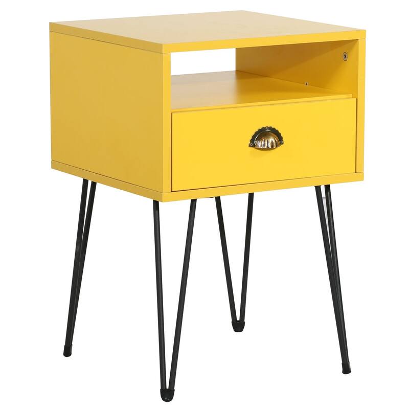 Javlergo Nightstand with1-Drawer and Open Storage Shelf