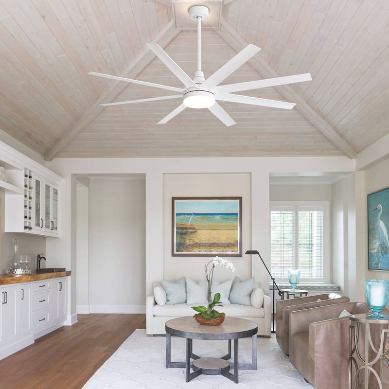 65" Gold LED Ceiling Fan with Light Remote-8 Blade - 65 Inch