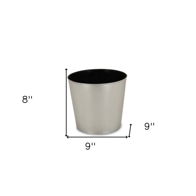 HomeRoots 9" Silver Recycled Plastic Indoor Outdoor Round Nursery Pot