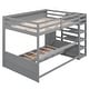 preview thumbnail 9 of 7, Space-Saving Full Size Bunk Bed with Storage Staircase, Solid Wood Convertible Bunk Beds with Bedside Table and 3 Drawers, Grey