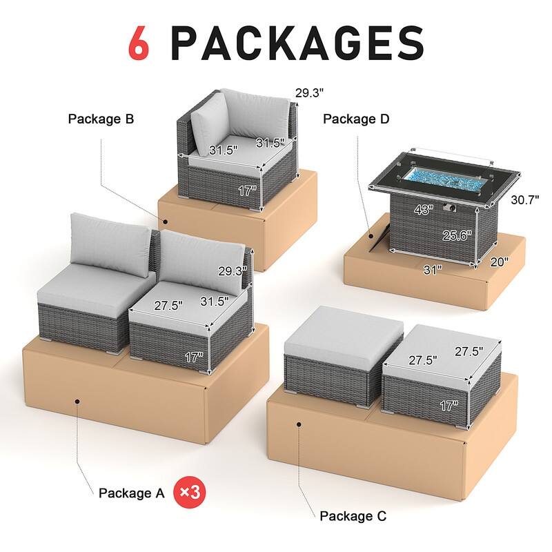 FINCATI Outdoor High-back Wicker Patio Sectional Set, 500 lbs Luxury Oversized Conversation Set, Spacious Couch Set
