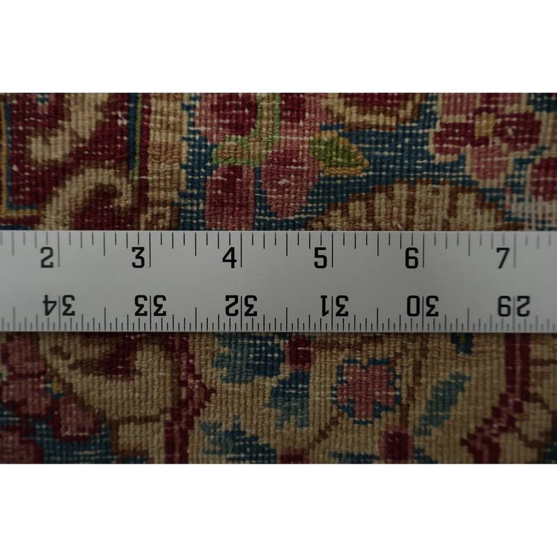 Hand Knotted Oriental 100% Wool Carpet Traditional Floral Beige & Ivories Kerman Runner Rug - 19' 3'' X 3' 1''