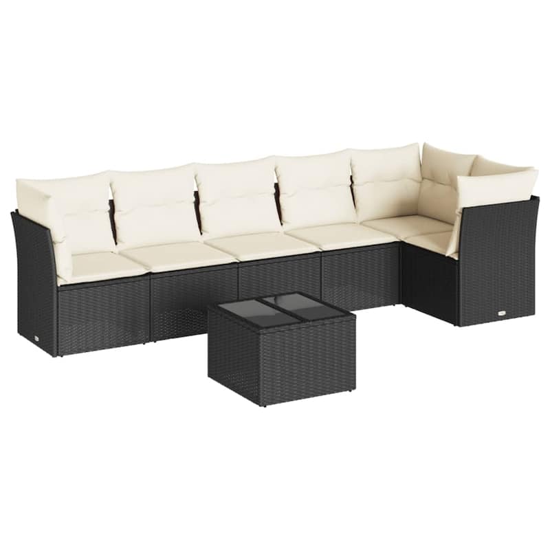 vidaXL Garden Sofa Set Black PE Rattan Large Modular Garden Sofa Set - 24.4 x 24.4 x 27.2
