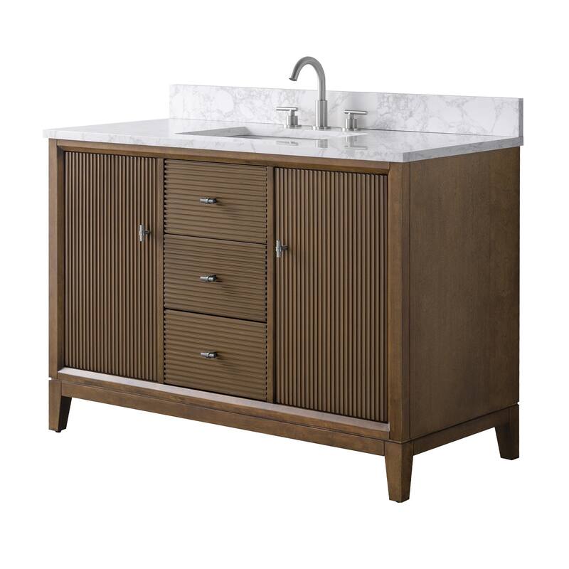 Vanity Art 48" Freestanding Bathroom Vanity with Engineered Marble Top and Sink