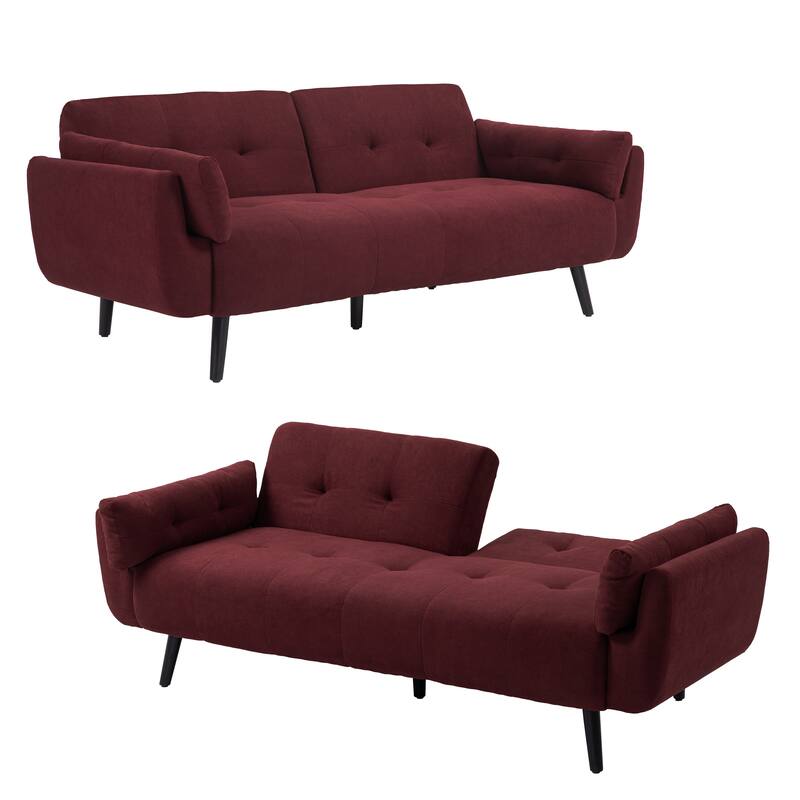 2Set Adjustable Backrest Convertible Futon Sleeper Couch