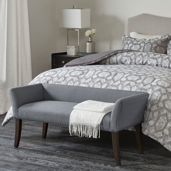 Madison Park Welburn 49.5 Upholstered Bench with Back Wood Legs Bed Bath Beyond 28162038