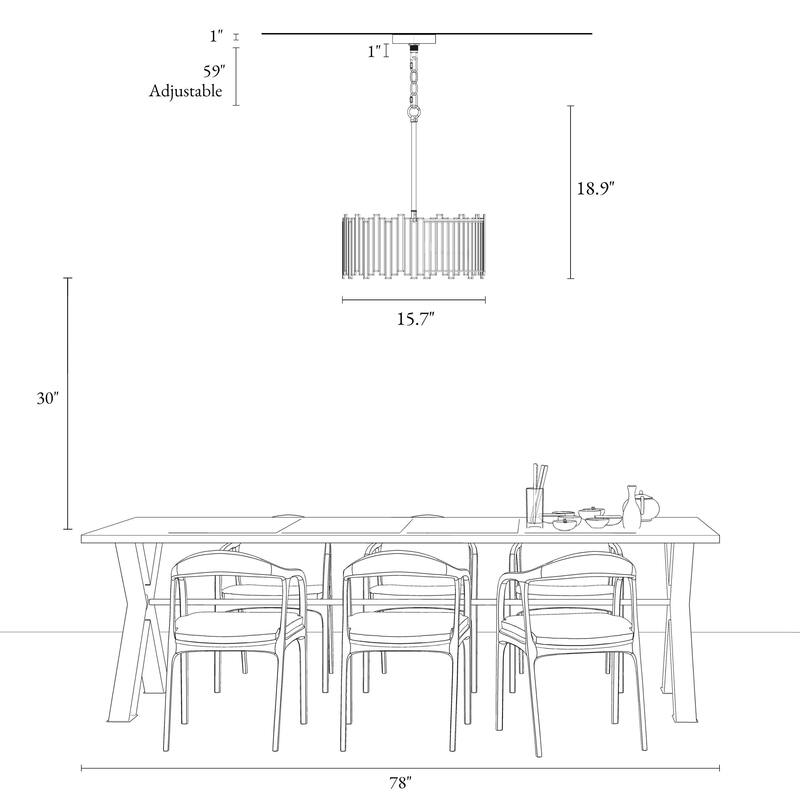 Tifany Modern 4-Light Drum Colored Glass Chandelier for Dining Room Kitchen Island - 15.7'' L x 15.7'' W x 18.9'' H