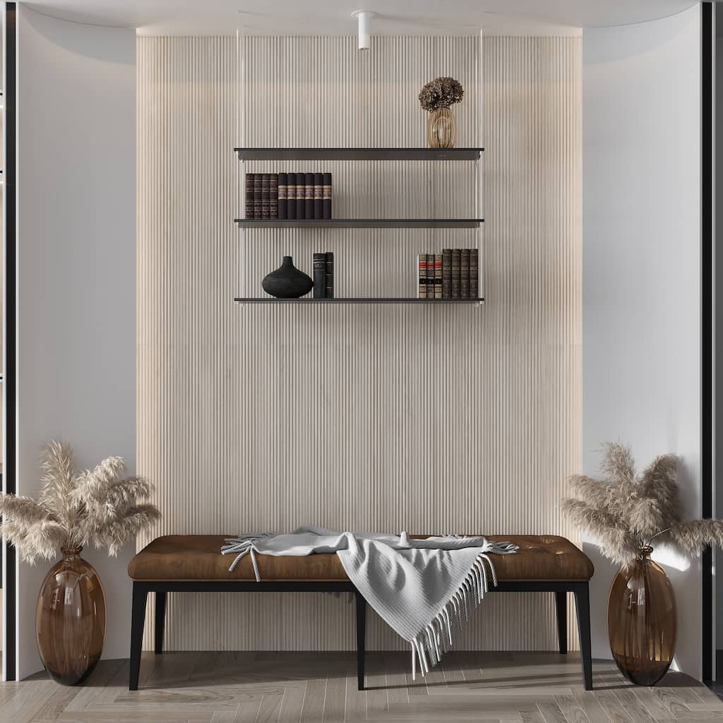 Bois 24x48 Almond Wood Porcelain Large Format Fluted Wall Tile (15.55 sq ft/case) - 2 Pack