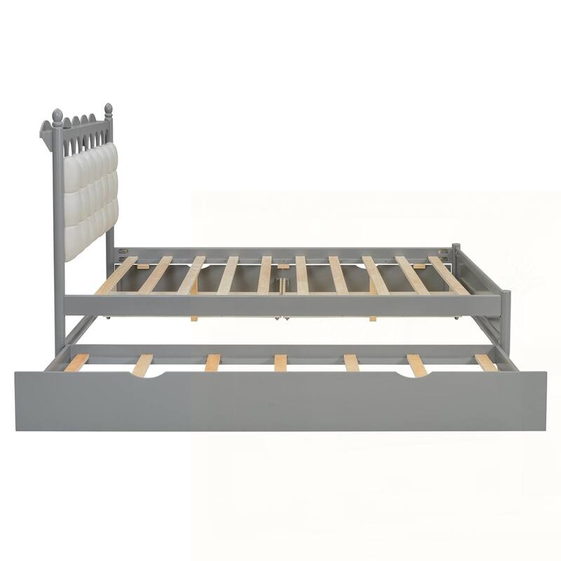 Wooden Storage Platform Bed with USB Ports