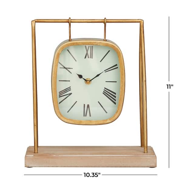 Gold Wood Pendulum Decorative Clock with Wood Base - 10 x 5 x 11