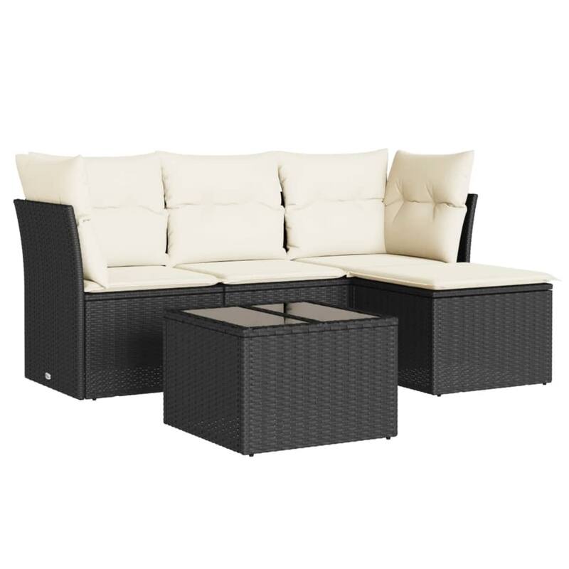 vidaXL Garden Sofa Set Black PE rattan, powder-coated steel, tempered glass - 21.7 x 21.7 x 14.6