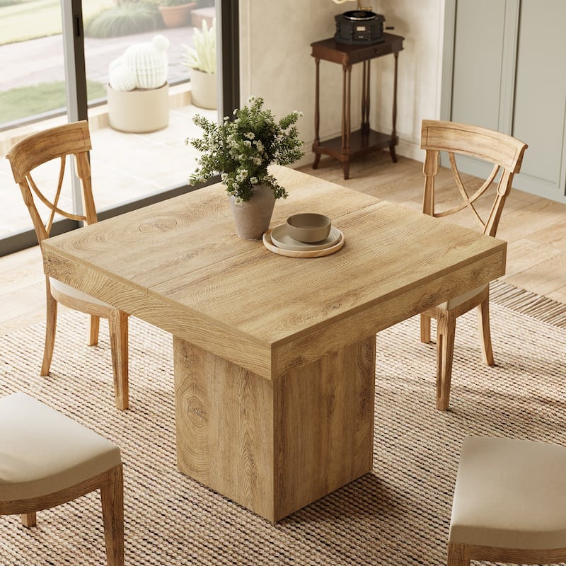 39 Inches Square Dining Table with Sturdy Pedestal Base - 39" W x 39" D x 31.5" H