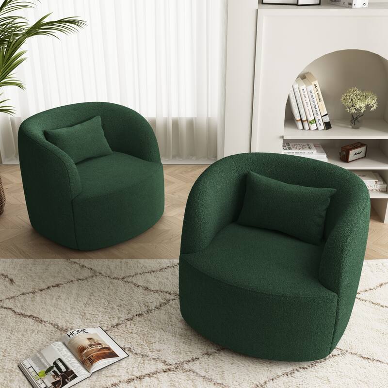 Set of 2 Single Accent Chair Teddy Swivel Barrel Chairs