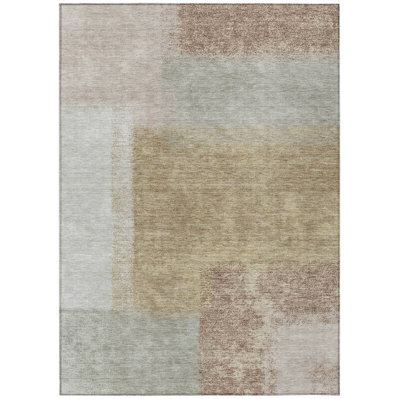 Machine Washable Indoor/ Outdoor Solid Contemporary Chantille Rug