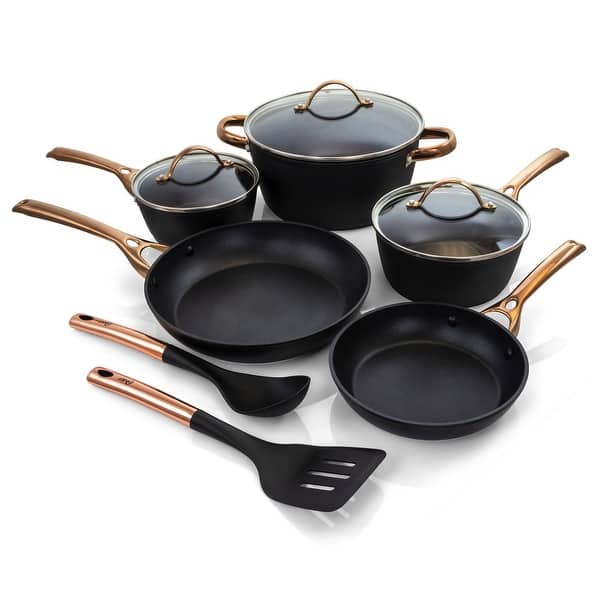 Circulon Premier Professional Hard Anodized Nonstick Cookware Induction  Pots And Pans Set, 10 Piece, Bronze